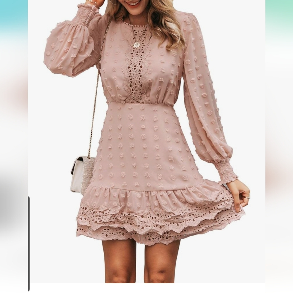 Nude Pink Ruffle Mini Dress